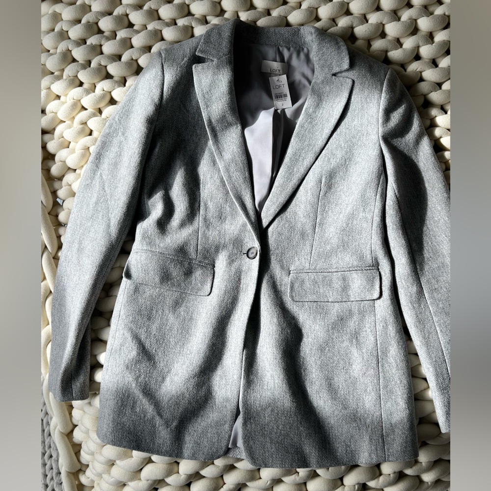 Loft - Grey Cotton Blazer Size 2 NWT - Picture 3 of 7